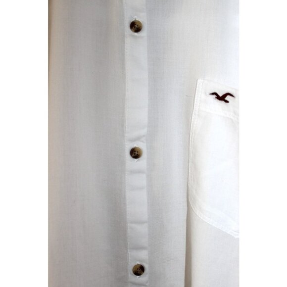 HOLLISTER Easy Logo Button-Through Cotton Shirt in White - XL/XXL - Picture 5 of 8